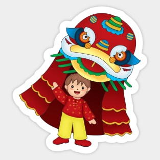 Performing Lion Dance Sticker